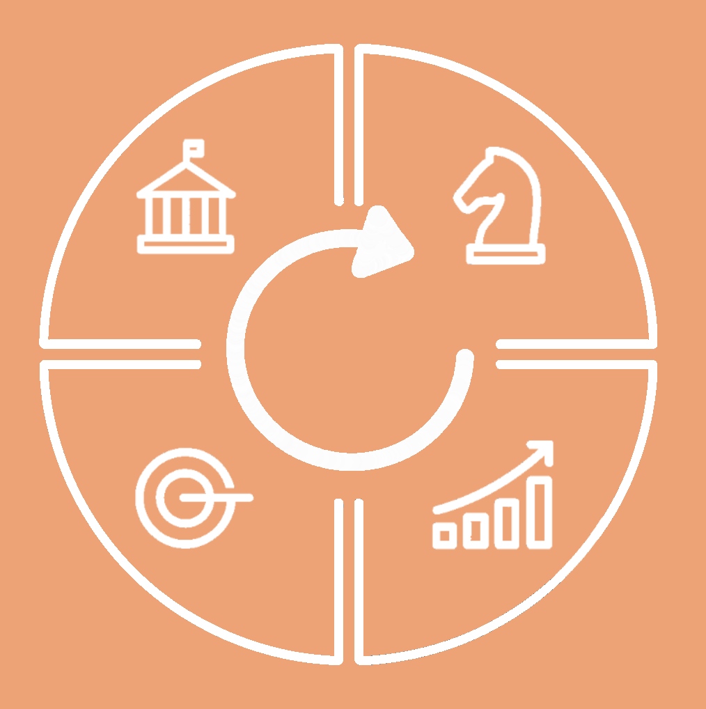 image showing circle with arrow and plan, implement, improve, assess text around the edge with icons