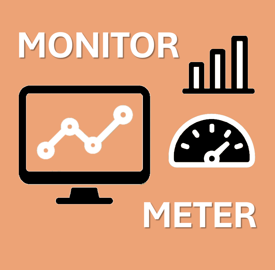 image showing computer monitor, bar chart, energy meter dial and monitor, meter text.